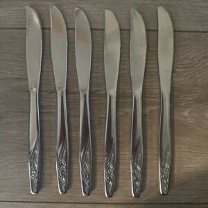 6 PCs International Silver INS88  Modern Solid Dinner Knife‎